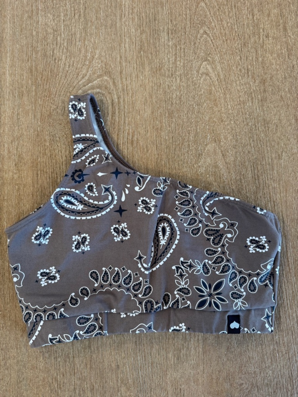 BBB One-Shoulder Bandana Paisley Crop Top in Brown
